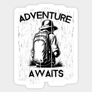 Adventure Awaits Black and White Sticker